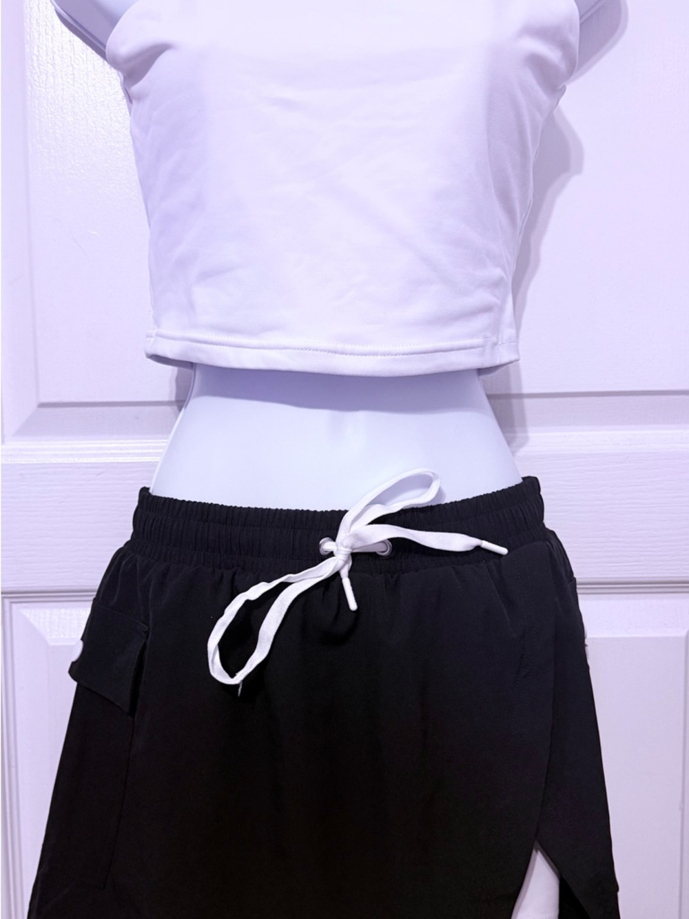 Victoria's Secret Black Mini Skirt with White Drawstring